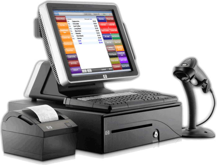 Person using POS system
